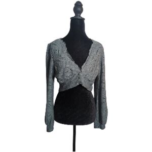 URBAN Romantics Large Gray Lace Crop Blouse Regencycore Coquettecore Soft Girl